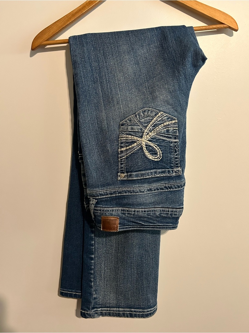 Wallflower Dark Blue Embroidered Pocket Bootcut Jeans